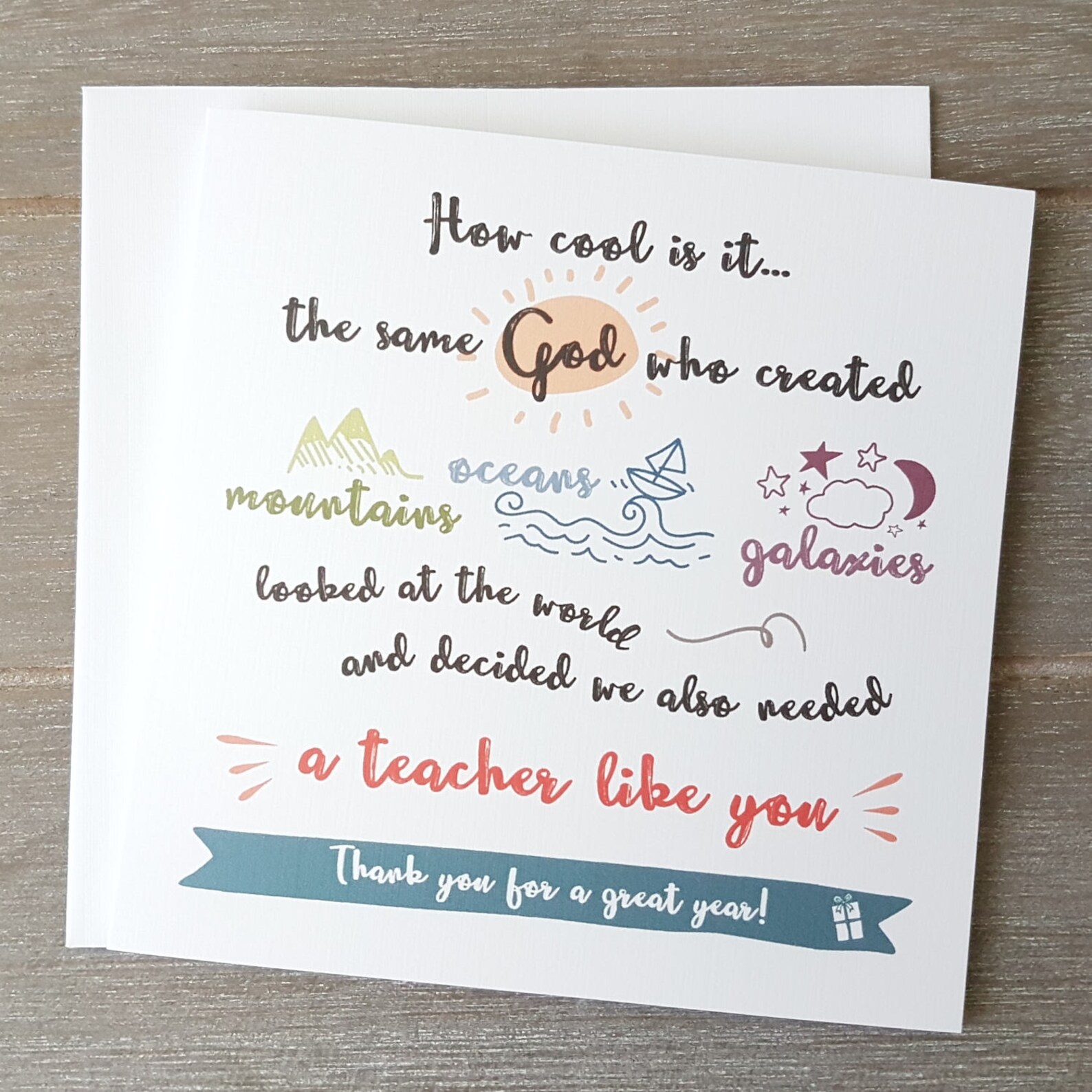 Thank You Teacher Card Fun Teacher Appreciation Card Teacher's Gift Christian Greeting Cards