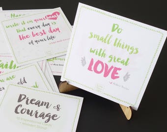 Dream & Courage Inspirational Cards Set + Bamboo Stand, Vision Board, Motivational Card, Teacher's Gift, Kids Quote, Christmas Gift