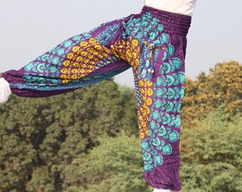 African Adult & kids Cotton Hippie Psychedelic Loose Pants Very Light Weight/ Block Print Harem Trousers