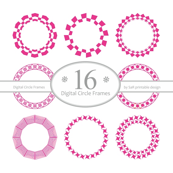 digital round frames digital circle frame vector frames etsy