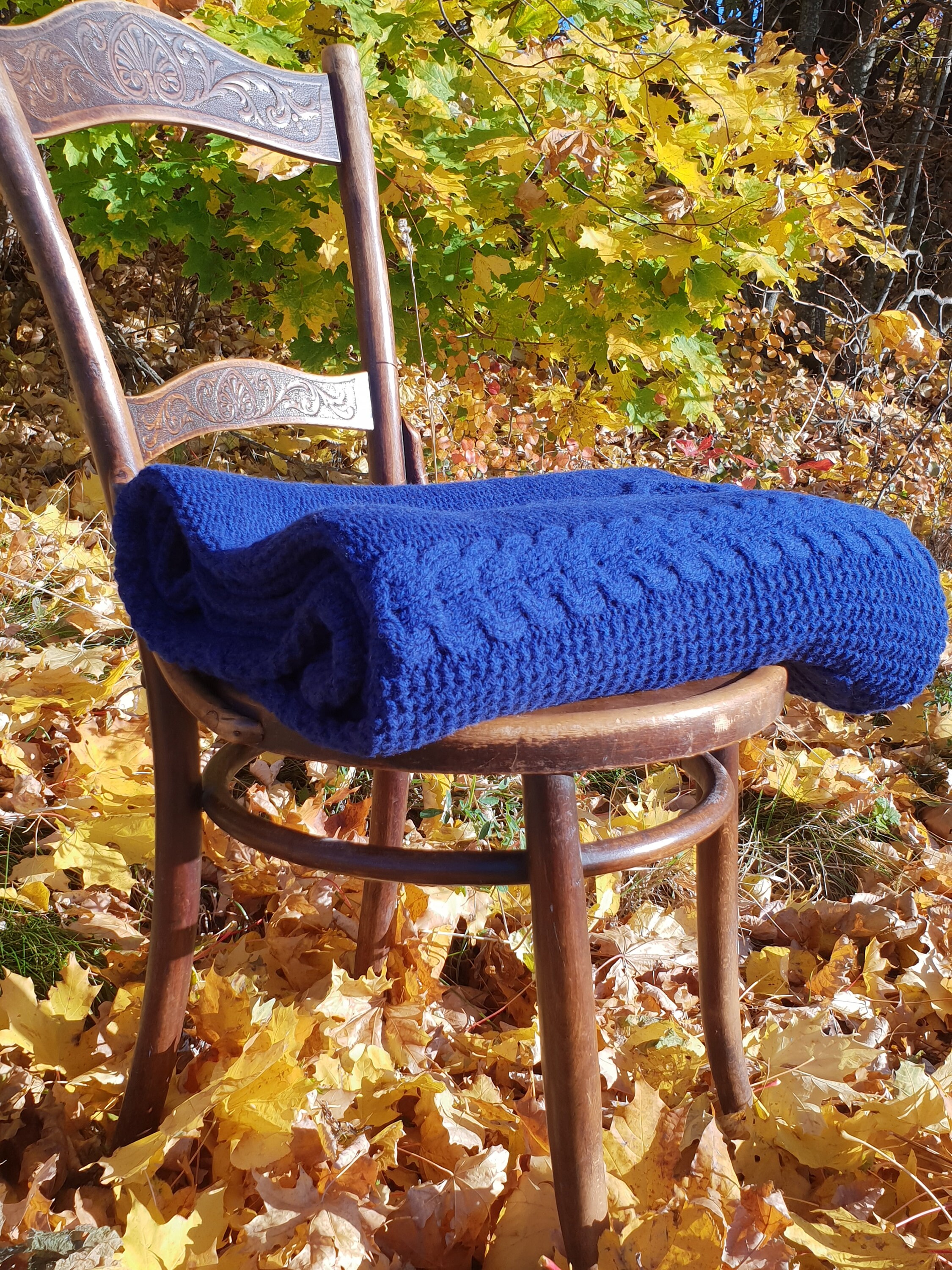 Knitted Blanket / Blue Wool Blanket / Wool Knit Blanket. Etsy Sweden
