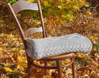 Knitted blanket / Gray wool blanket /  Wool knit blanket.