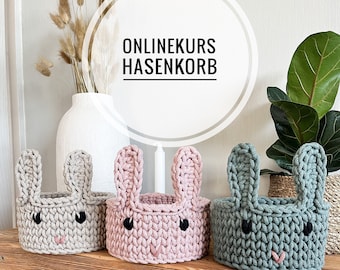 ONLINE COURSE "German" for a rabbit basket design by Häkeltraum_byChristina