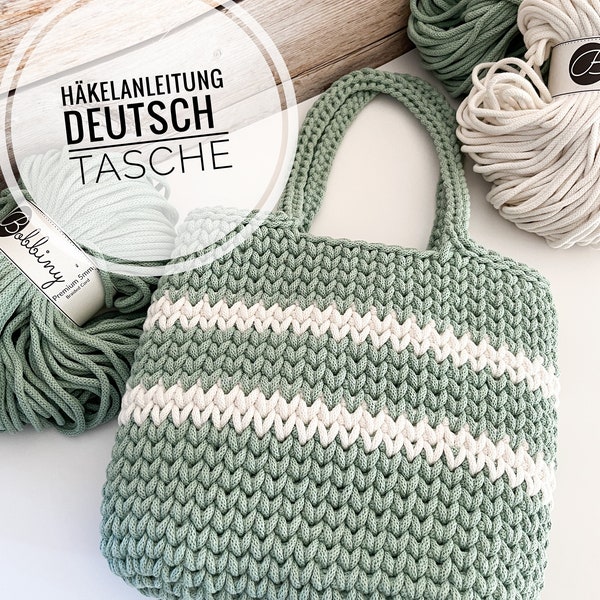 PDF DEUTSCHE Anleitung für eine gehäkelte Tasche, Shopper  - Design von Haekeltraum_byChristina