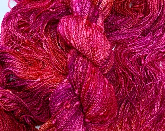 Slub Superwash Merino Nylon (90/10) Fingering Yarn  -Sock Yarn - Hand Dyed- approx. 437 yards  - 100 grams - ELECTRIC FLAMINGO