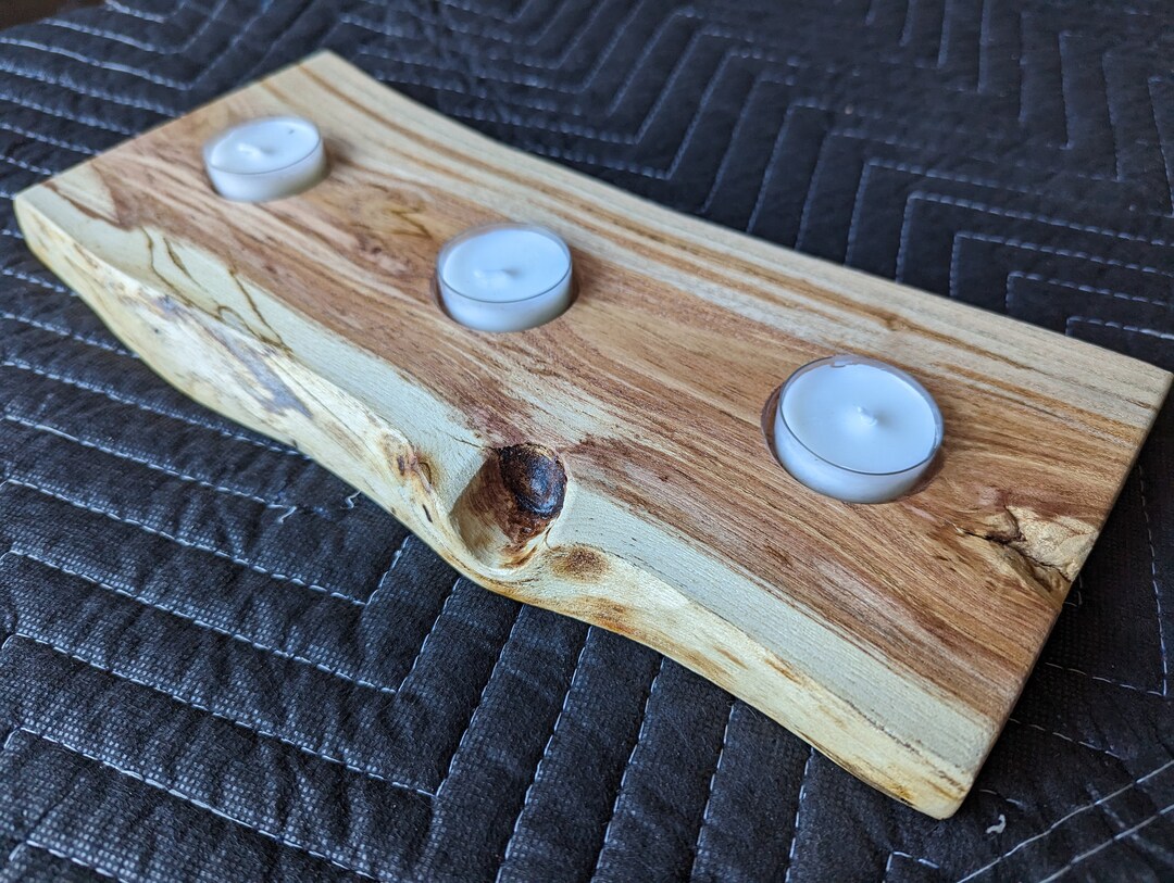 LIVE EDGE Candle Holder W/candles Etsy