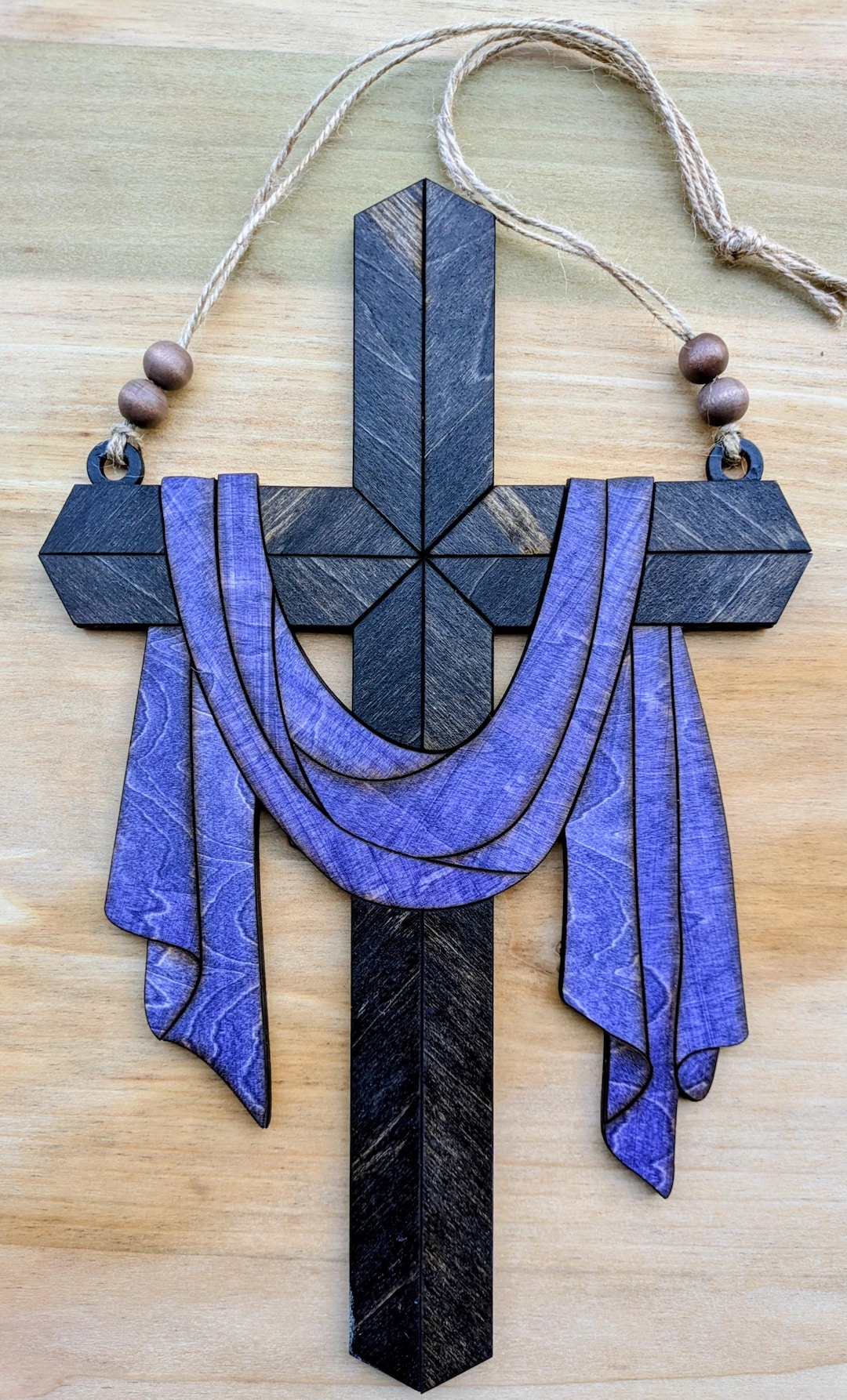 Layered Wood Easter Cross With Purple Shroud - Etsy