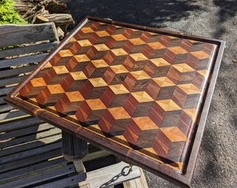 LARGE Handmade 3D End-Grain Cutting Board