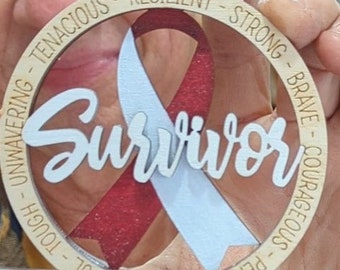 Cancer Awareness 3D Layered Wood Ornaments