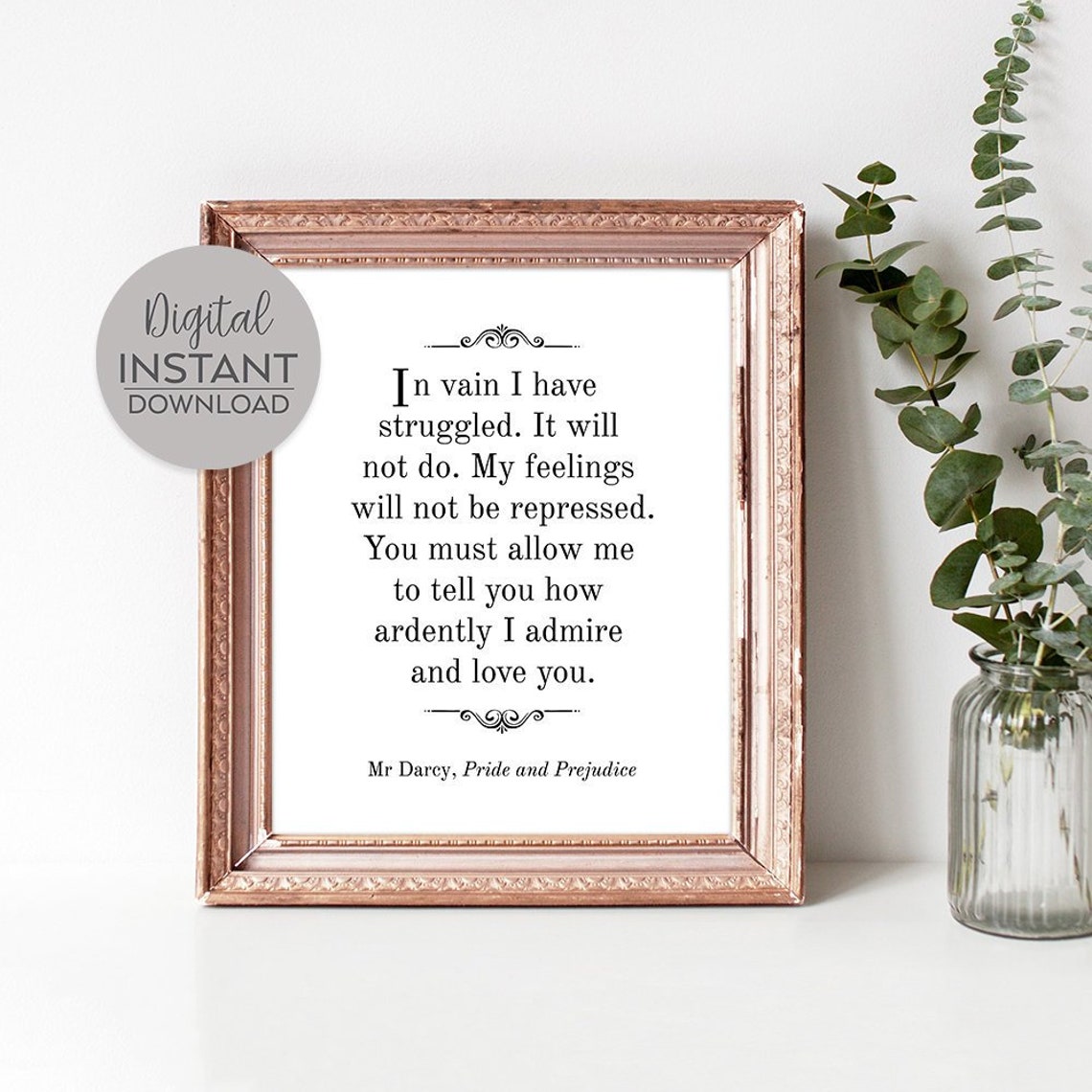 Mr Darcy / print / Marriage proposal ideas / Mr Darcy quotes / Etsy
