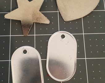 Metal Decorating Blanks // Kids' Crafts // Pins // Heart, Star, Dog Tags // Set of 4