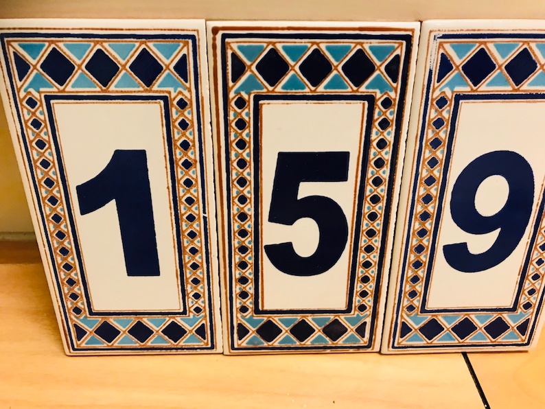 4 Ceramic Tiles House Numbers Etsy