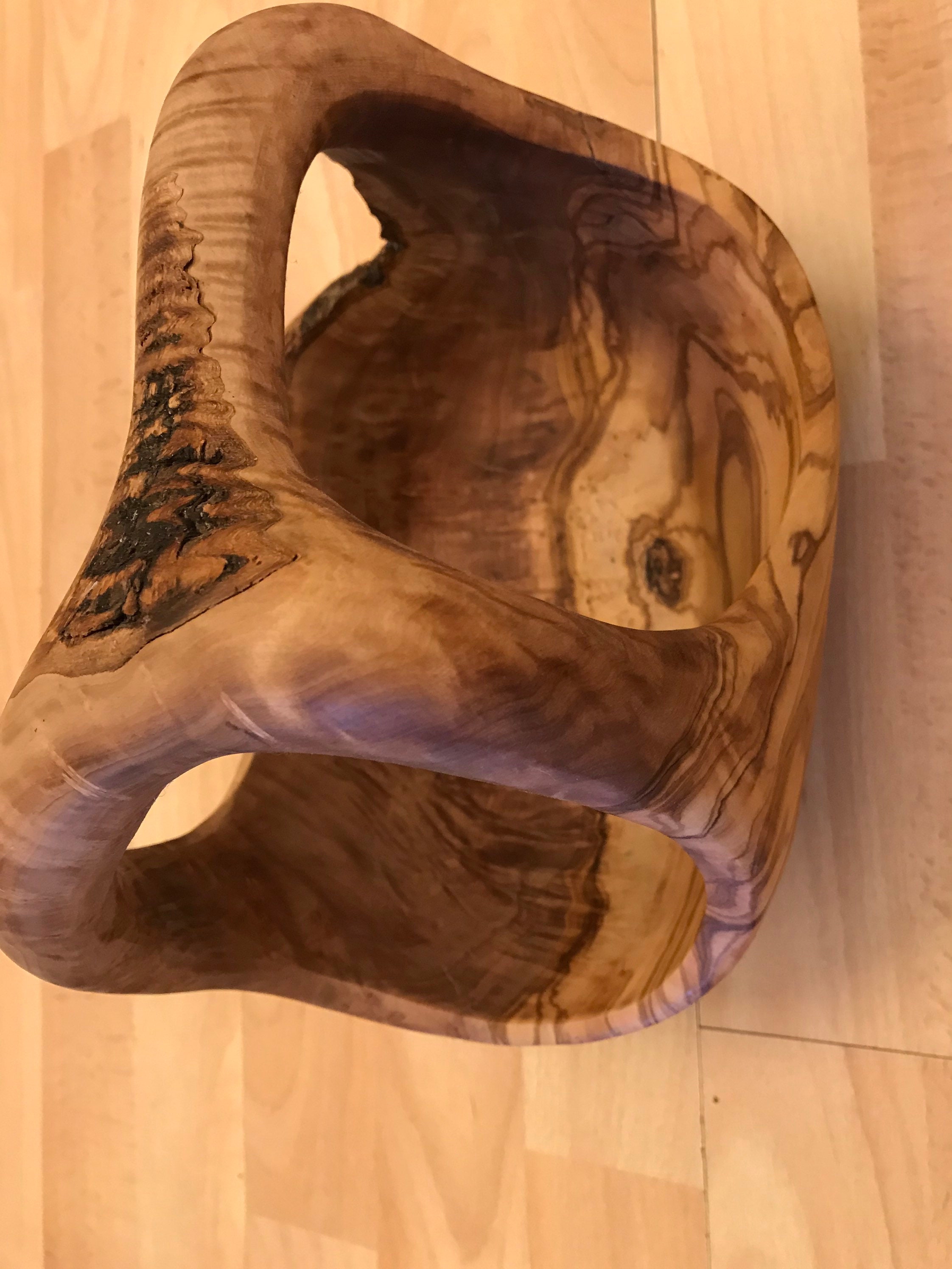 Rustic Medium Olive Wood Fruit Basket With Handle HANDMADE Etsy