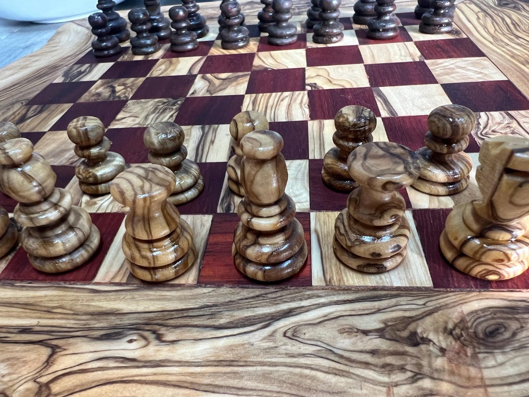 Christmas Sale Olive Wood Chessboard Handmade And Painted Large ...