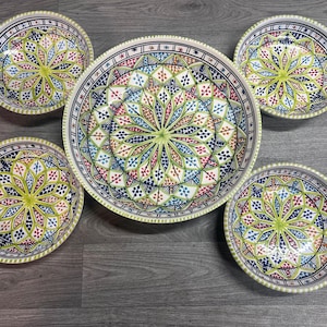 Service de table en céramique, lot de 4 bols Nice Turquoise, grand et 4 bols moyens