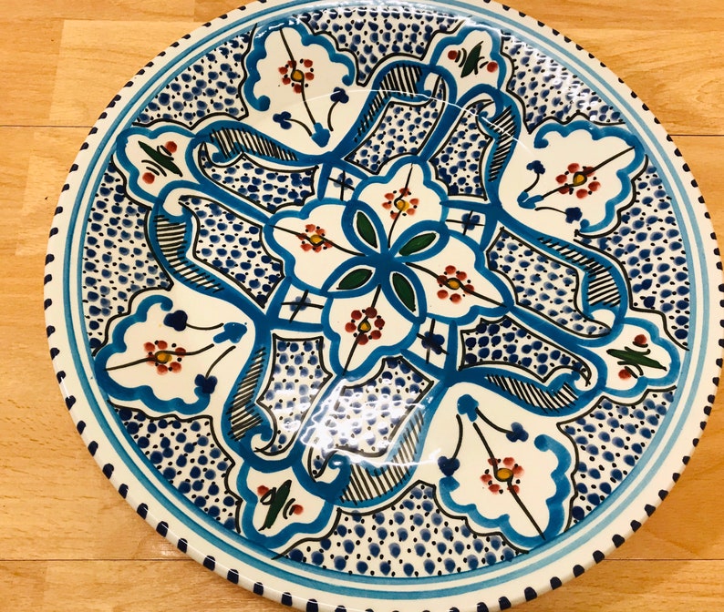 Large Tunisian stunning ceramic serving plate 27cm Etsy