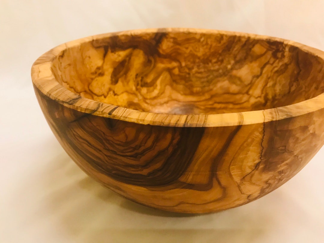 Unique Large Olive Wood Bowl Fruit Bowl Salad Bowl Hand Carved Etsy
