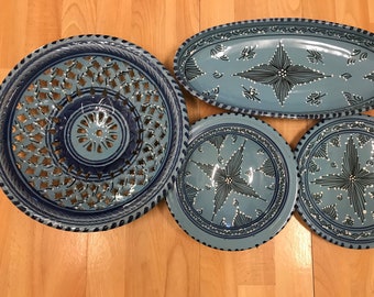 Tunisian serving set decorative ceramic handmade bowls