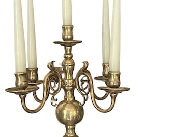 Old Dutch candlestick in solid brass 18.10"/46cm