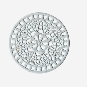 Old French enameled cast iron trivet