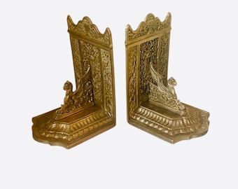 Rare/Old pair of gothic decor brass bookends 1920
