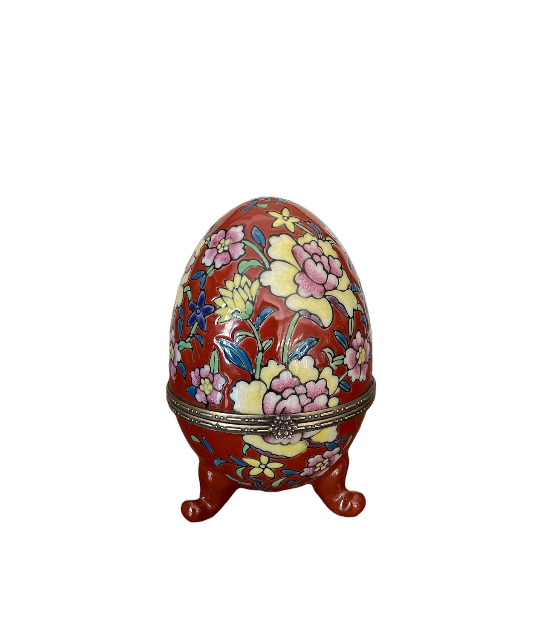 Large vintage enamelled ceramic egg box