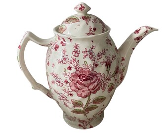 Vintage Johnson Brothers Rose Chintz Pink Teapot, Retired 