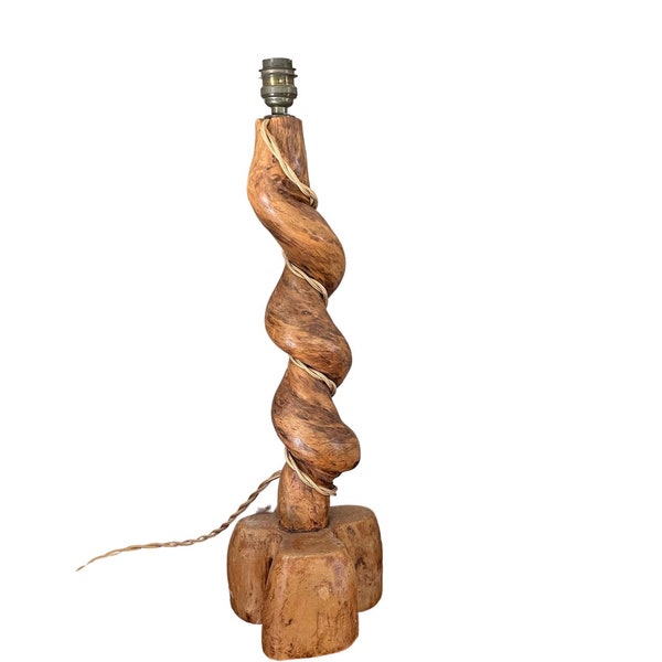 Ancien pied de lampe en bois tourné 43cm/17’’