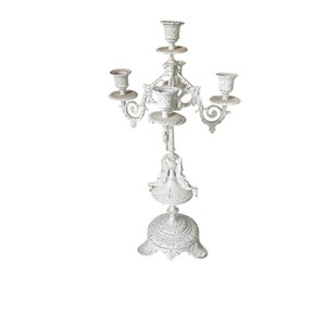 Antique large spelter chandelier with griffins, shabby chic