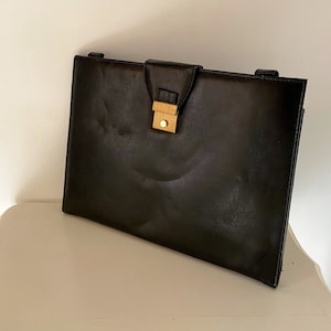 Sacoche porte-documents vintage en cuir noir