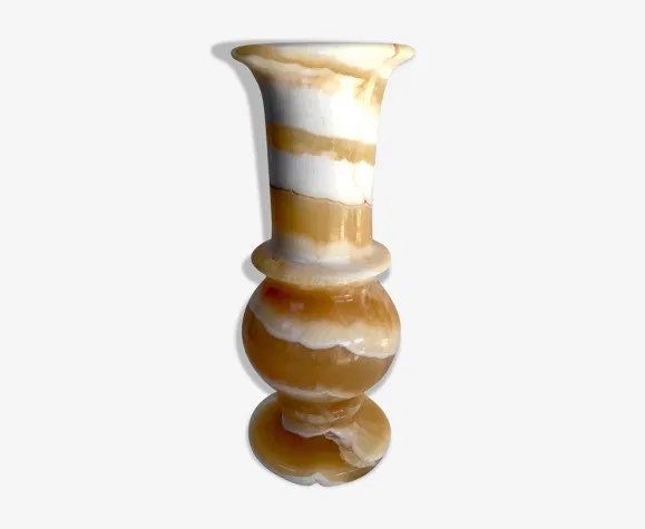 Grand Vase/Bougeoir en Pierre d'albâtre Vintage