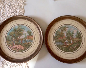 Pair of French tapestries and old frames