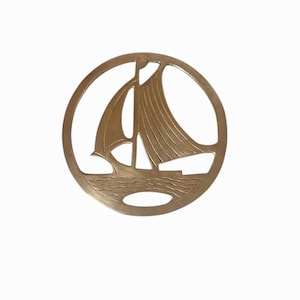 Vintage brass sailing boat trivet