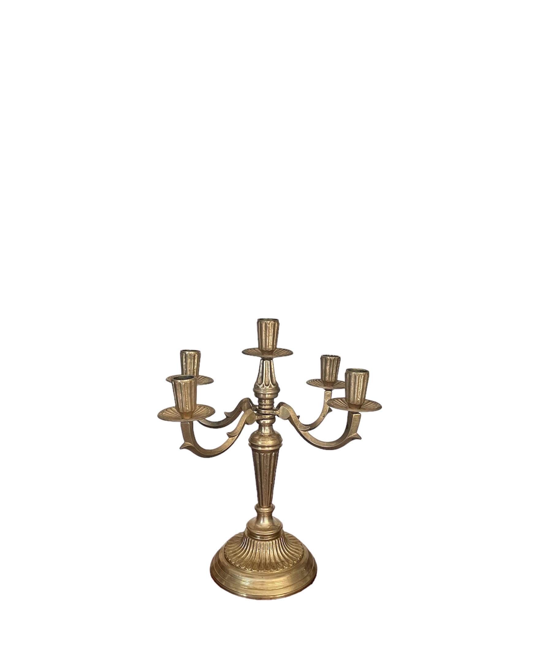 Old Brass Candlestick With 5 Lights - Etsy Old Brass Candlestick With 5 Lights - Etsy