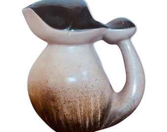 Carafe barbotine champignon en céramique émaillé vintage