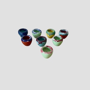 Vintage miniature enameled terracotta dishes
