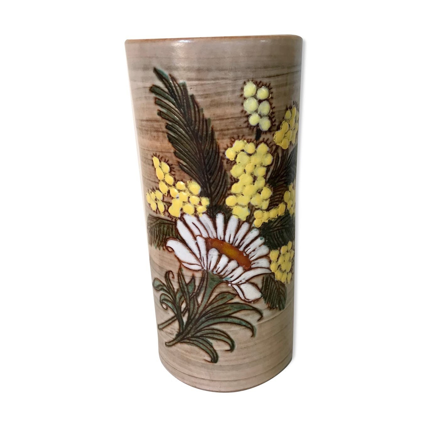 Vase Céramique Émaillée Vallauris Signée Vintage