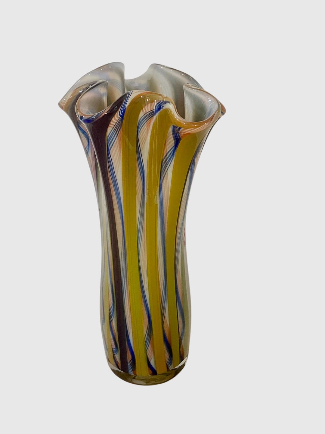 ストライプ模様のヴィンテージ ムラーノ 吹きガラス花瓶 - Etsy 日本
