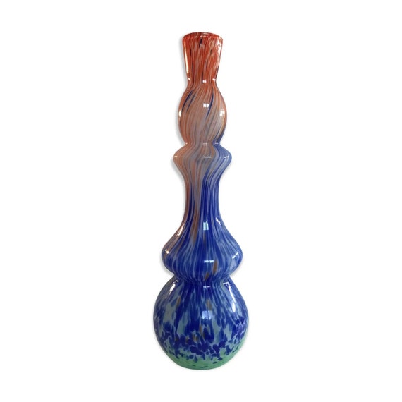 ムラノガラス murano ヴィンテージ 花瓶 ヴィンテージフラワーベースベネチアンガラスエナメル彩色