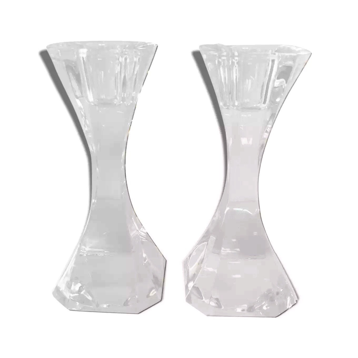 Ancienne Paire de Bougeoirs en Cristal Villeroy & Boch
