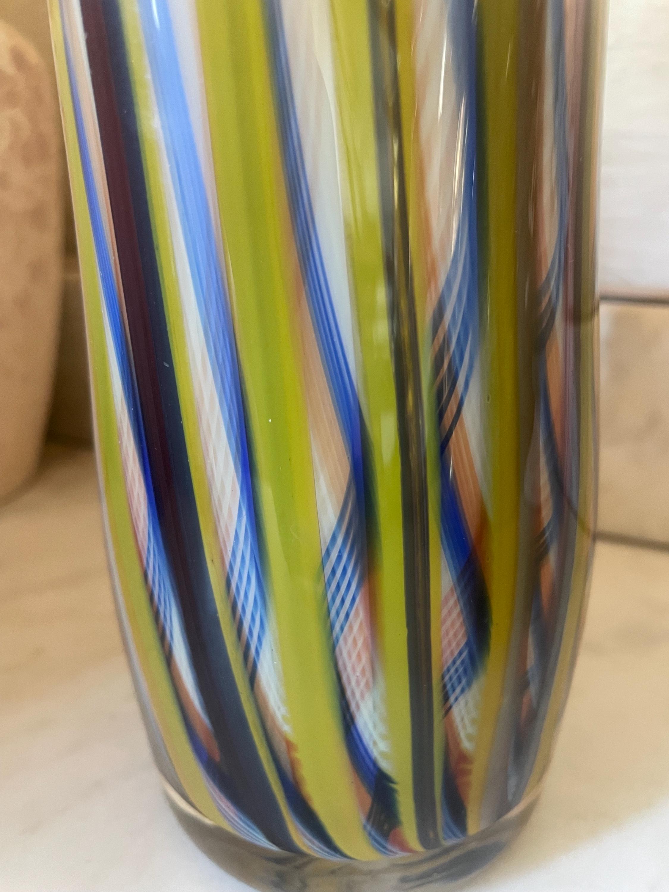 ストライプ模様のヴィンテージ ムラーノ 吹きガラス花瓶 - Etsy 日本