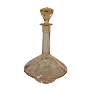 Old faceted amber crystal decanter