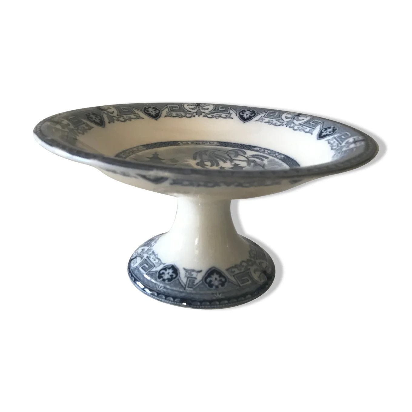 Présentoir à Gâteaux Sarreguemines Décor Japonisant Fin Xixème