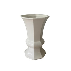 Vintage octagonal vase in white earthenware