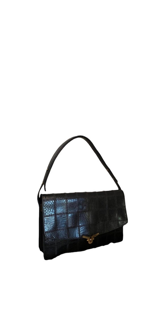 Sac à main vintage en cuir façon damier
