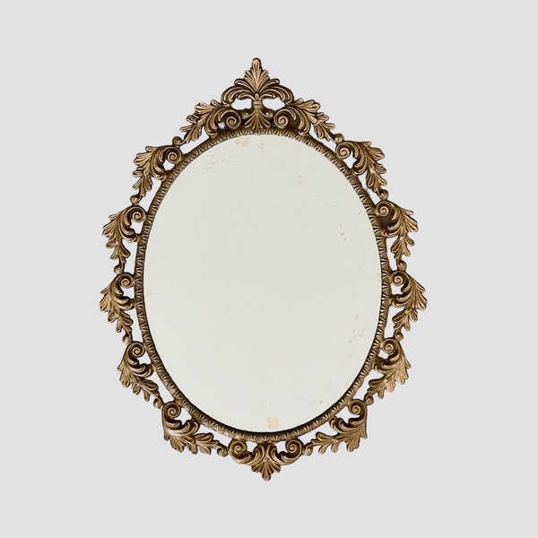 Miroir baroque ovale bronze vintage