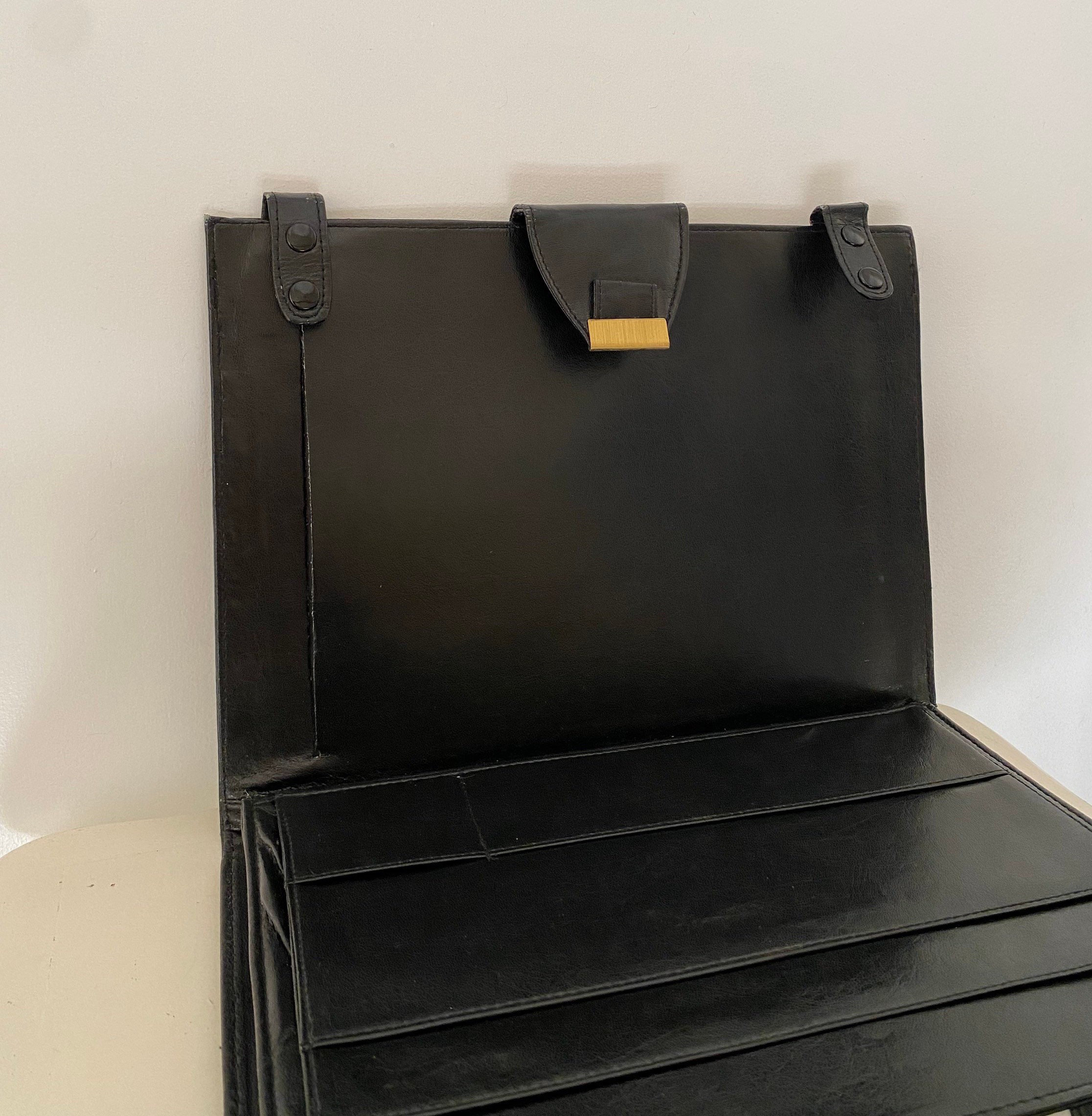 Sacoche Porte-documents Vintage Reisenthel 1971 – Cuir Noir, Fabriqué En Allemagne, Occasion