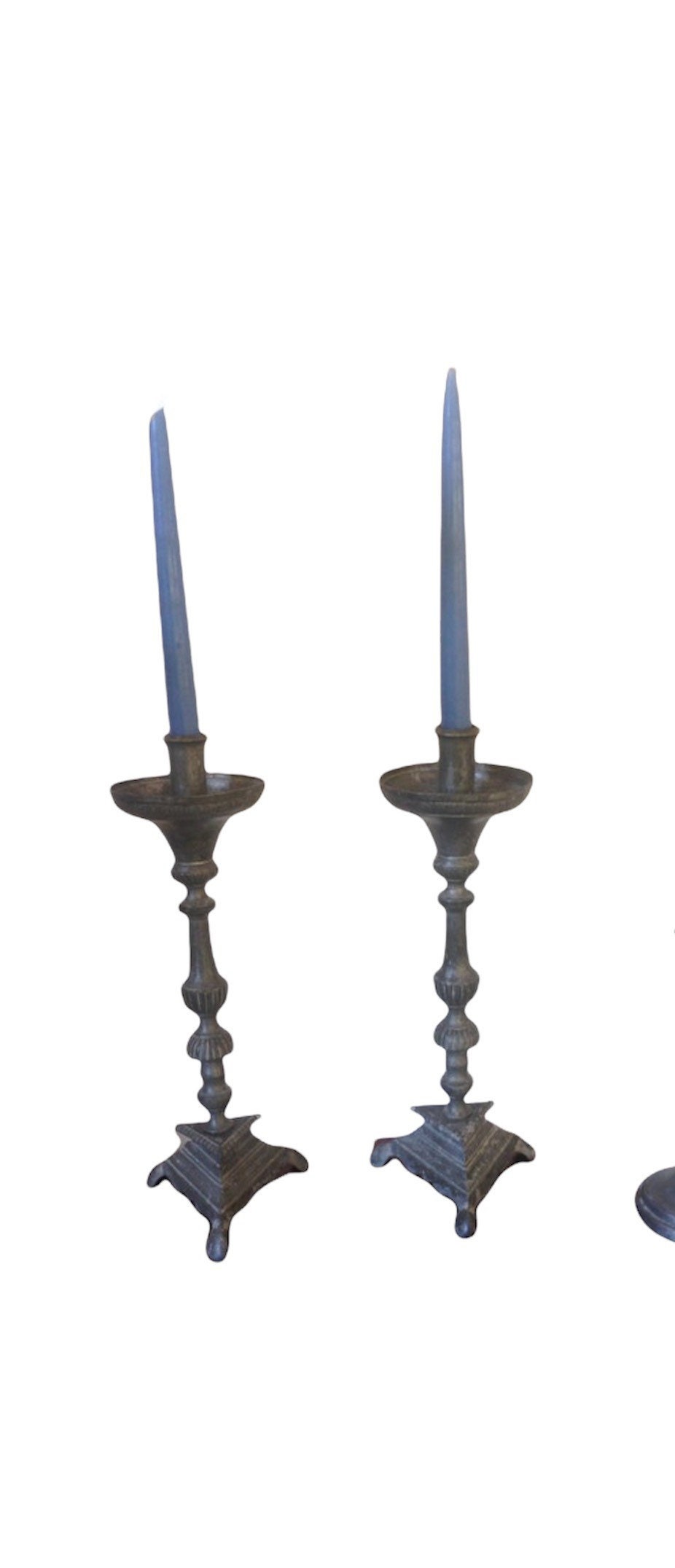 Ancienne Paire de Bougeoirs Pique Cierges Xixème en Étain