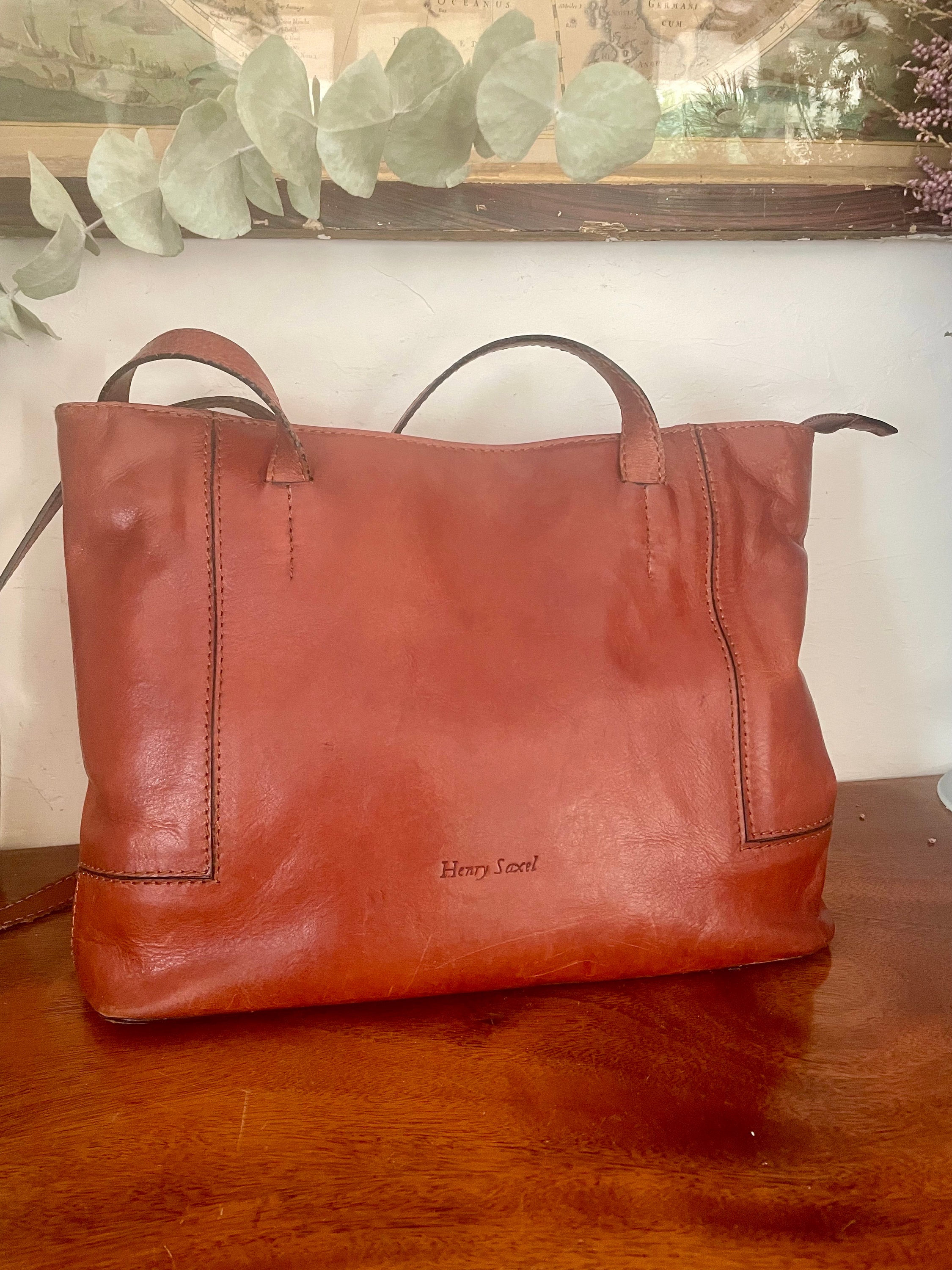 Sacoche Cuir Vintage - Henry Saxel - Malette à Code - Occasion En Cuir Marron