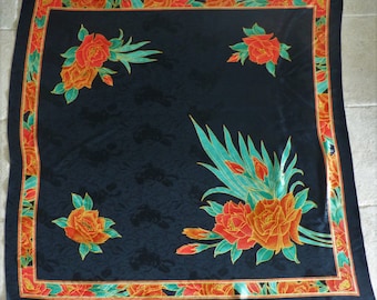 Large Vintage scarf, silk square